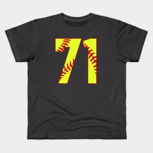 Fastpitch Softball Number 71 #71 Softball Shirt Jersey Uniform Favorite Player Biggest Fan Kids T-Shirt